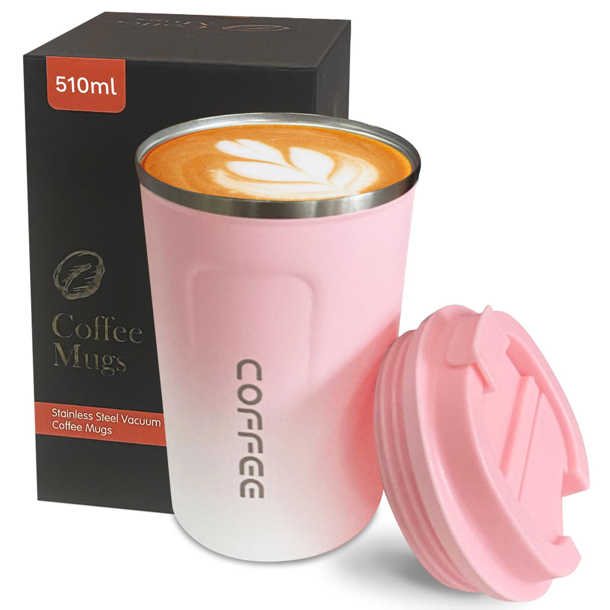 Insulated Travel Coffee Mug, Stainless Steel Coffee Cup with Leakproof Lid