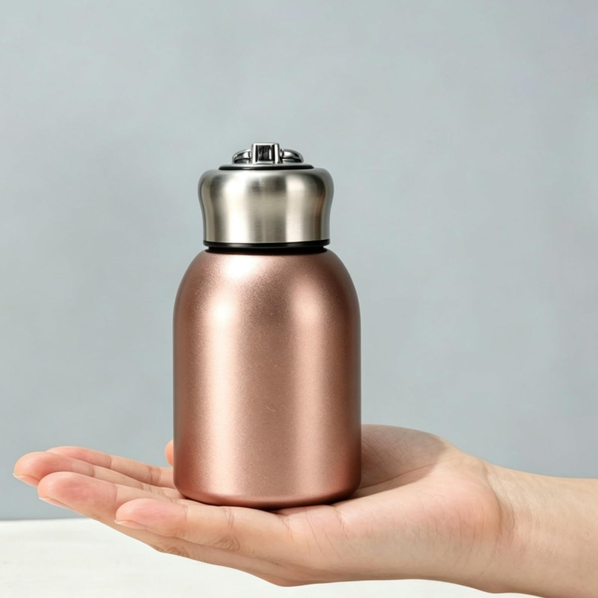 Mini Stainless Steel, Small Insulated Flask, Compact Vacuum Bottle, Portable Stainless Steel Tumble, Travel Coffee Mug, Small MetalWater Bottle, Cute Water Bottle With Handle (Black)