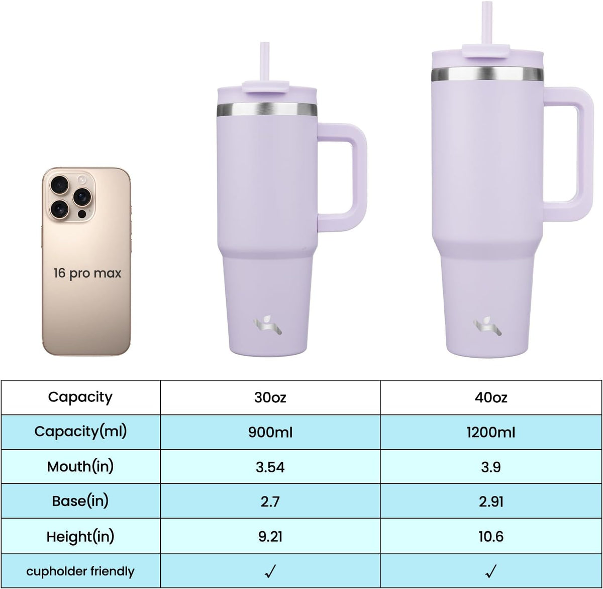 Konokyo 40 oz Insulated Tumbler Water Bottle with Handle, Straw Lid