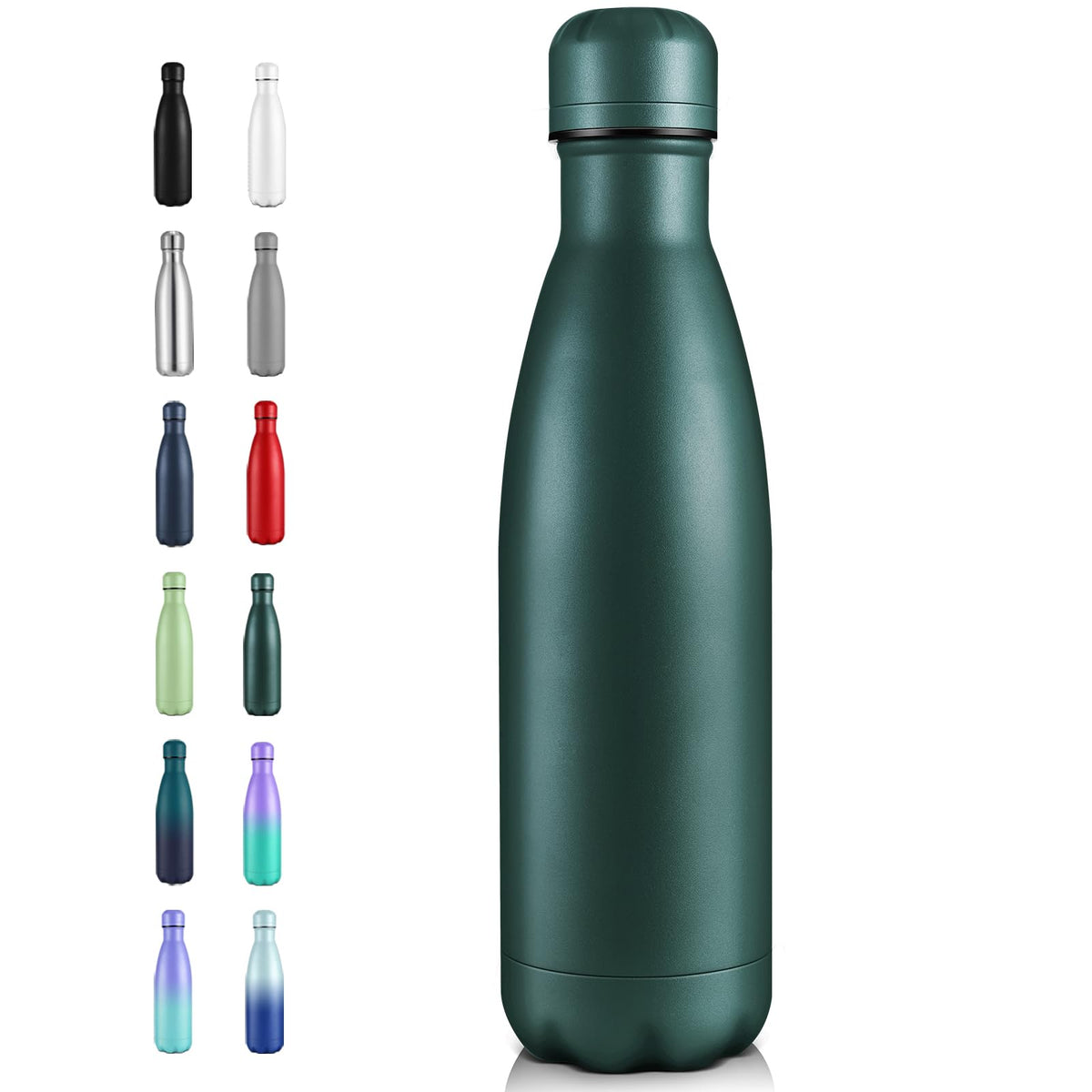 Volhoply 17oz Insulated Stainless Steel Water Bottle（Silver,1 Pack)