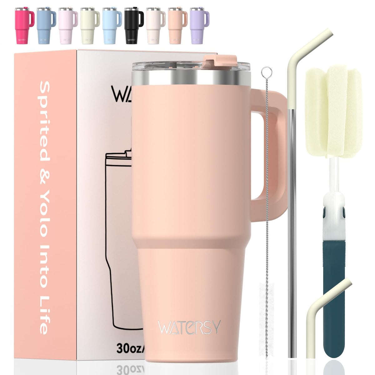 40 oz Tumbler with Handle,Tumbler with Lid and Straw,Double Wall Insulated Cup Stainless Steel Travel Mug(Cold for 34 Hours),Water Bottle for Iced Tea,Coffee,Cold Beverages(Purple)