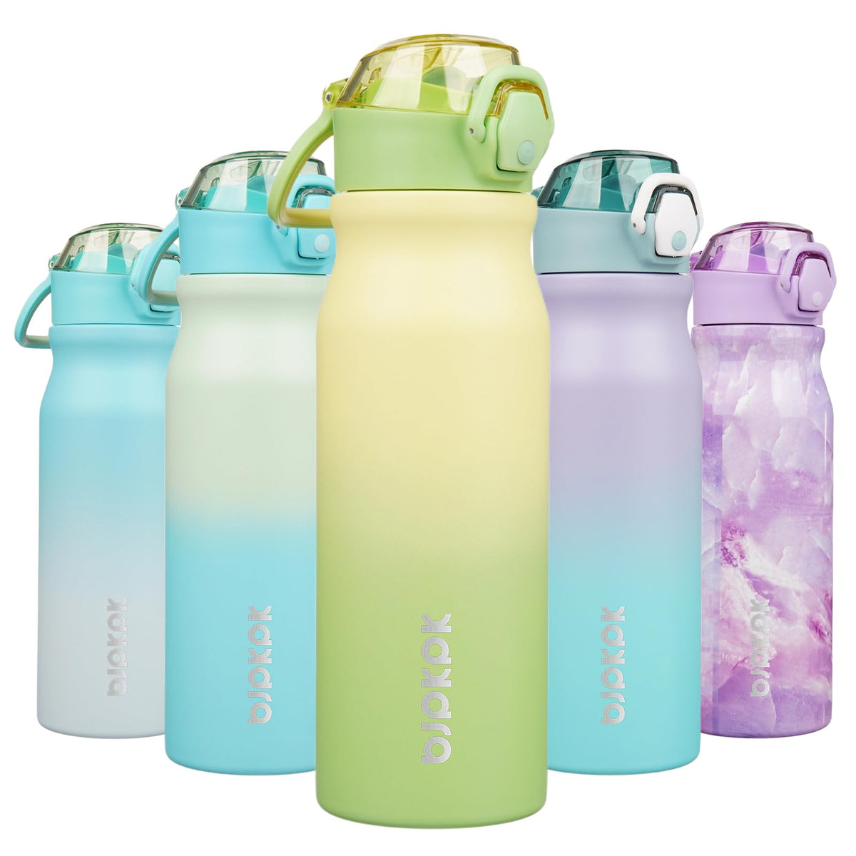 BJPKPK 18 oz Water Bottle with Straw & Handle, Insulated Stainless Flask