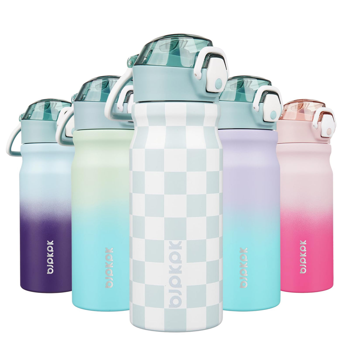 BJPKPK 18 oz Water Bottle with Straw & Handle, Insulated Stainless Flask