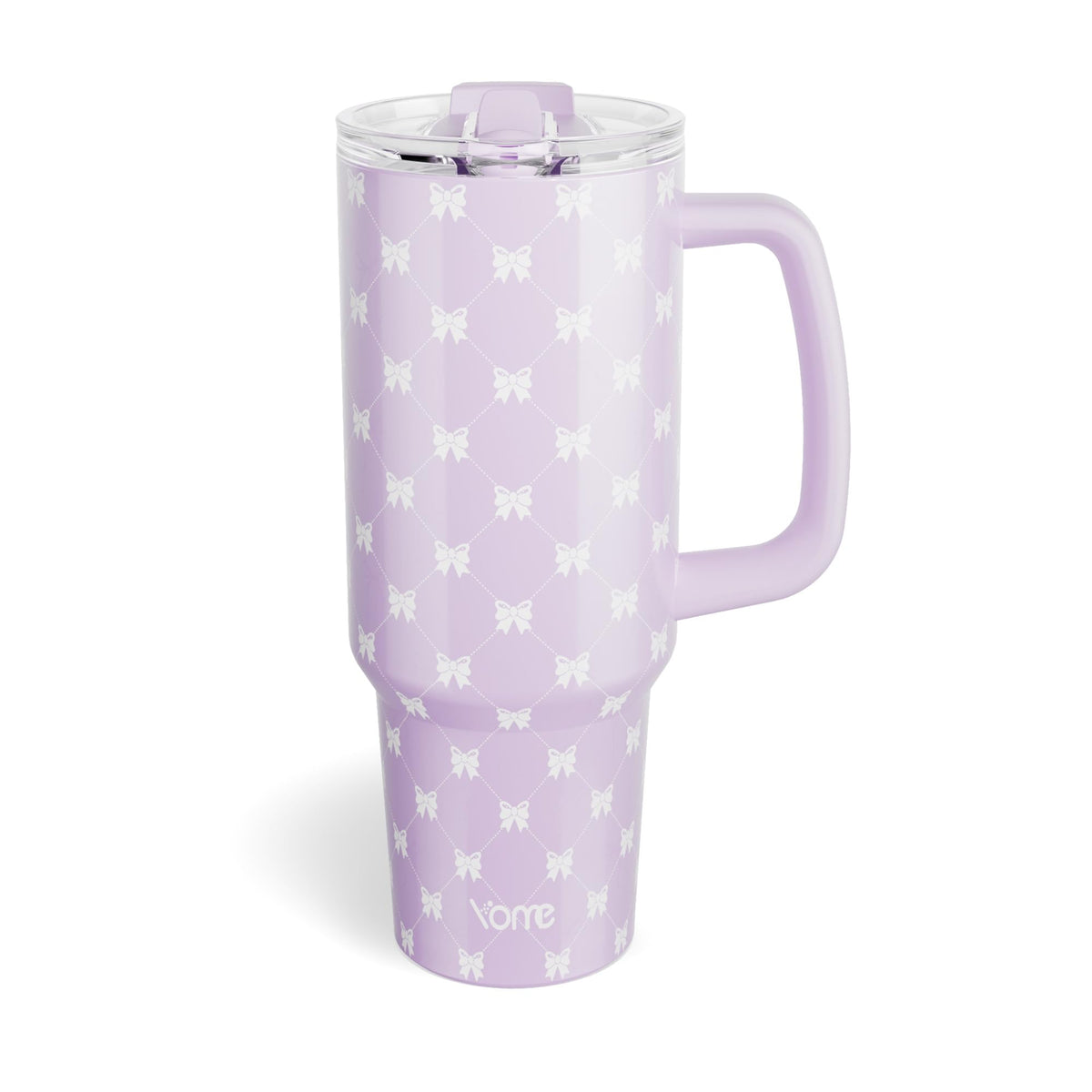 YOME 40 oz Bow Pink Tumbler with Handle and Flip Straw for Women | Stainless Steel Insulated Water Bottle | Keeps Drinks Cold | Dishwasher Safe | Cupholder Friendly | Gift Gym Travel Yoga