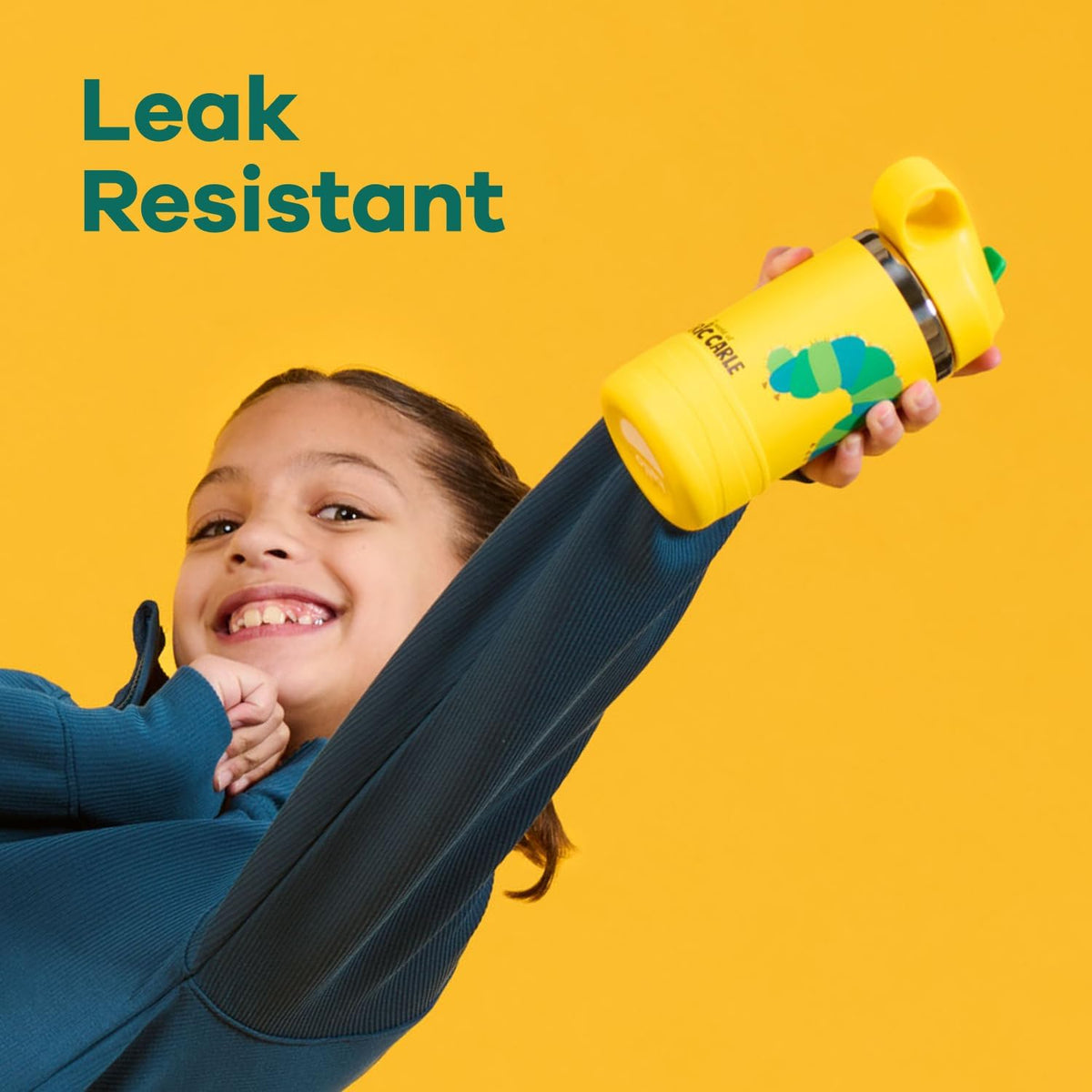 Hydro Flask Kids Water Bottle for School - Stainless Steel and Insulated with Straw Cap - 12 Oz World of Eric Carle Caterpillar Yellow
