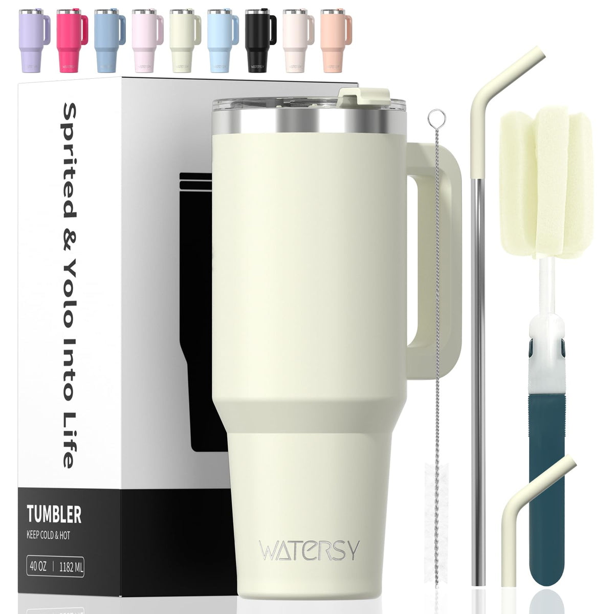 40 oz Tumbler with Handle,Tumbler with Lid and Straw,Double Wall Insulated Cup Stainless Steel Travel Mug(Cold for 34 Hours),Water Bottle for Iced Tea,Coffee,Cold Beverages(Purple)