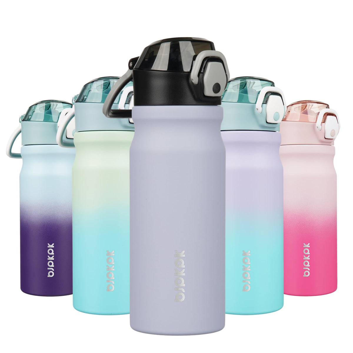 BJPKPK 18 oz Water Bottle with Straw & Handle, Insulated Stainless Flask