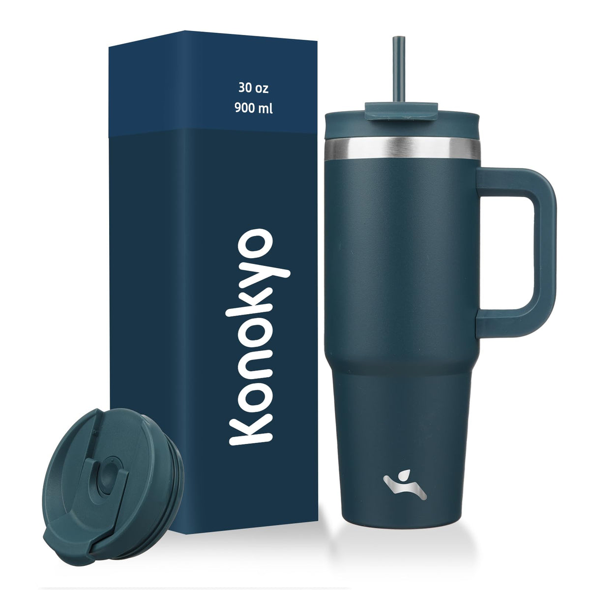 Konokyo 30 oz Insulated Tumbler Water Bottle with Handle, Straw Lid