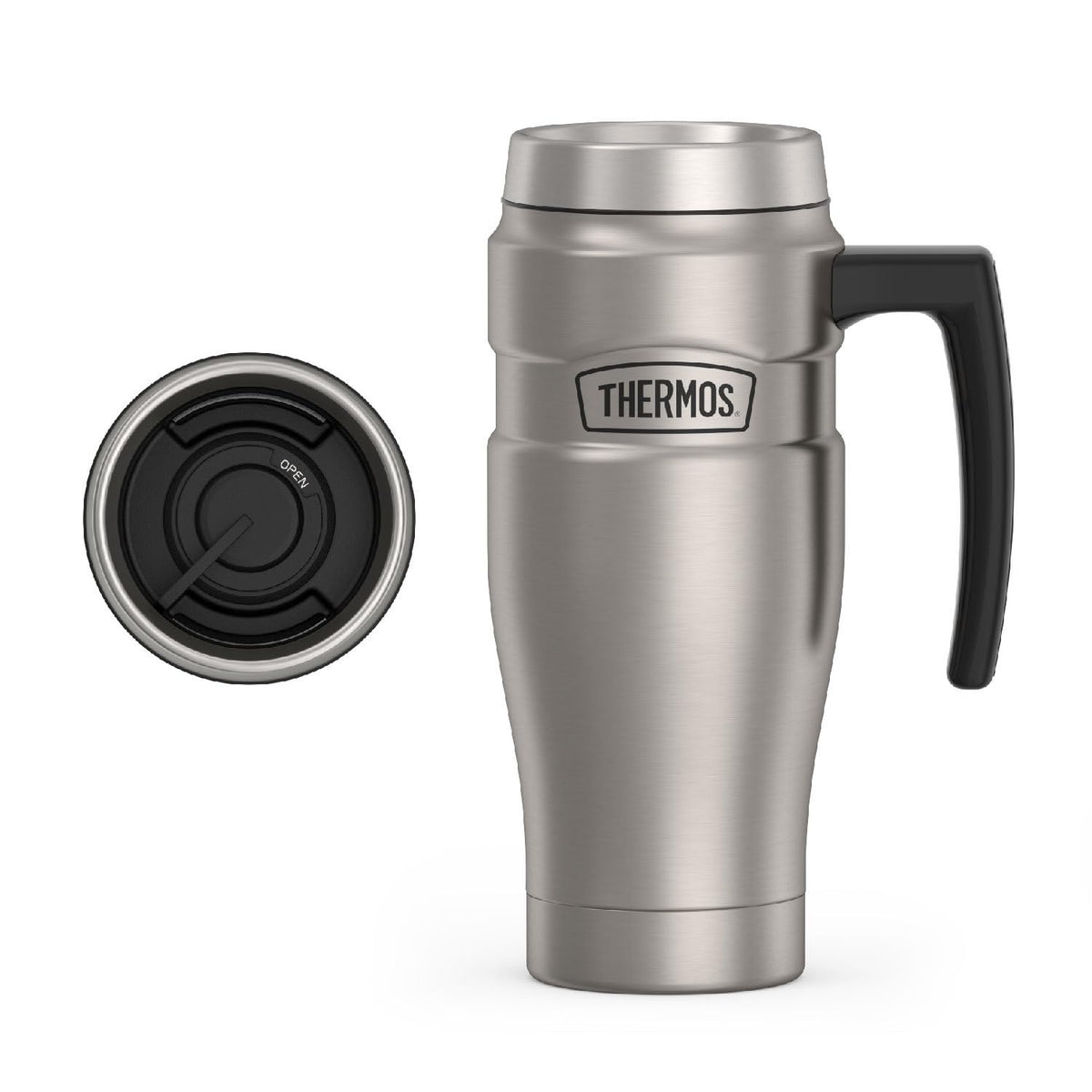THERMOS Stainless King Vacuum-Insulated Travel Tumbler, 16 Ounce, Matte Steel