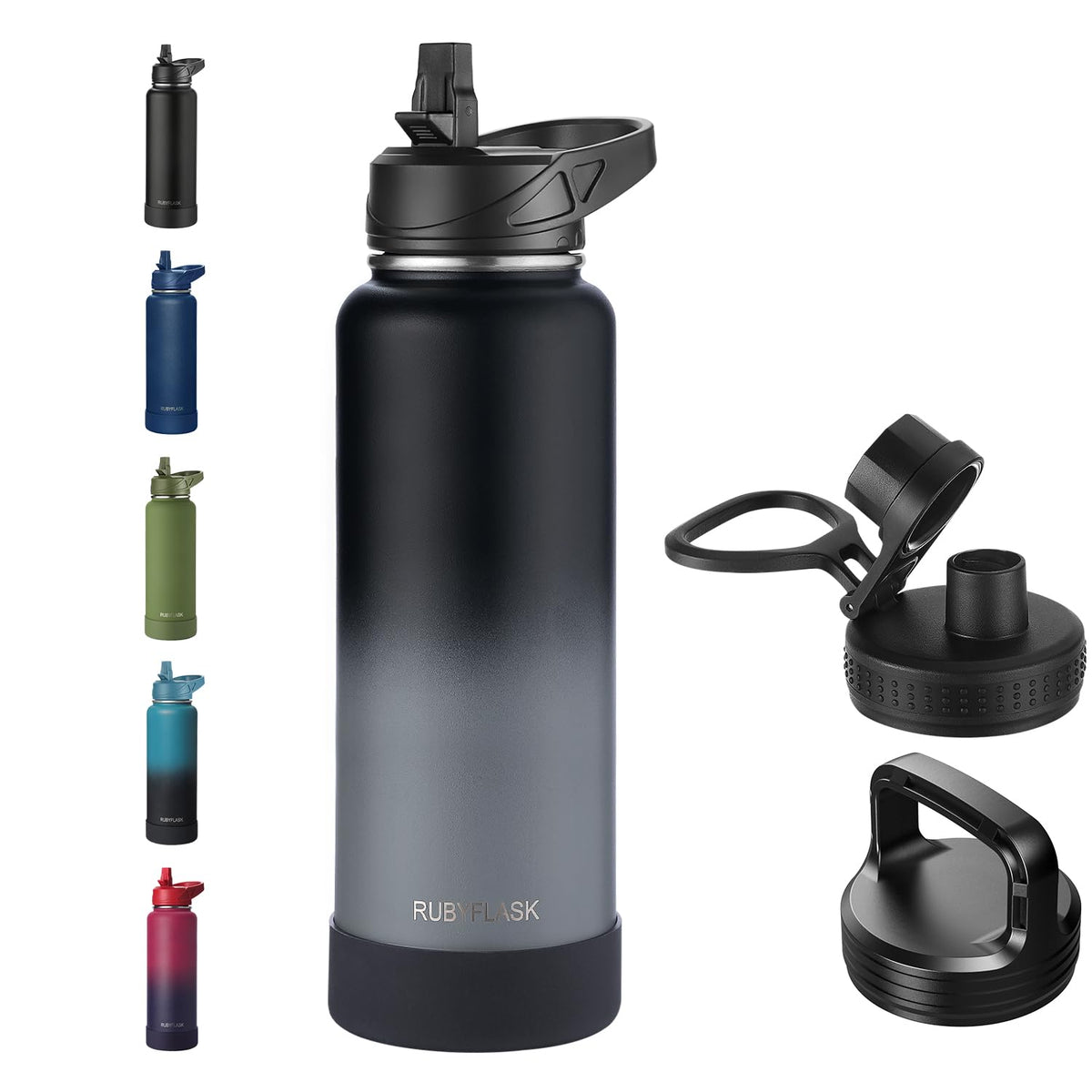 RUBYFLASK 32 oz Insulated Stainless Steel Water Bottle with Straw