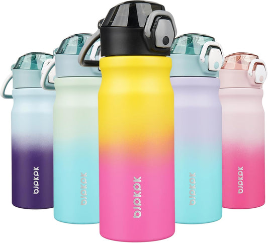 BJPKPK 18 oz Water Bottle with Straw & Handle, Insulated Stainless Flask