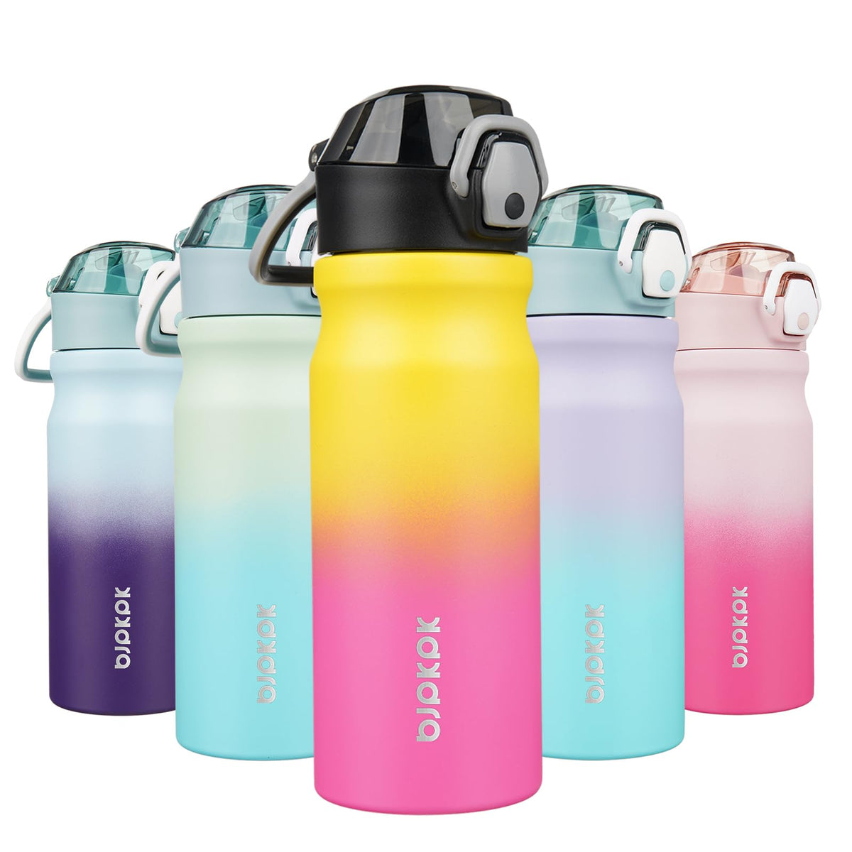 BJPKPK 18 oz Water Bottle with Straw & Handle, Insulated Stainless Flask