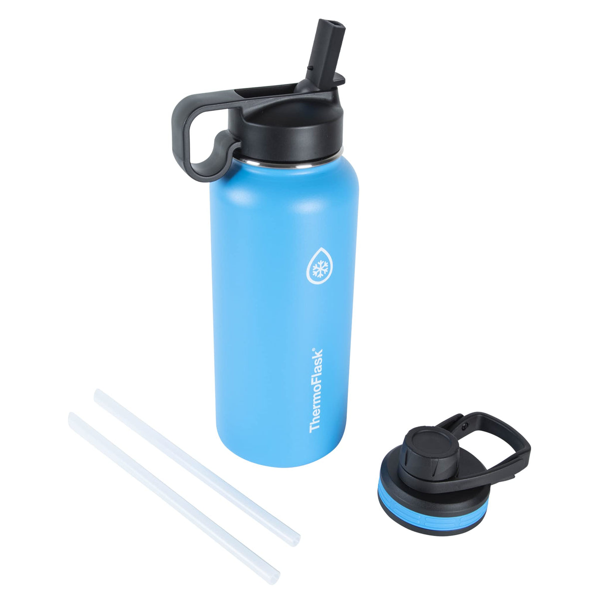 ThermoFlask 24 oz Double Wall Vacuum Insulated Stainless Steel Water Bottle - Reusable with Leakproof Chug & Straw Lids - Keeps Drinks Cold 24 hr/Hot 12 hr - Easy Maintenance - Gym/On-the-Go, Plum