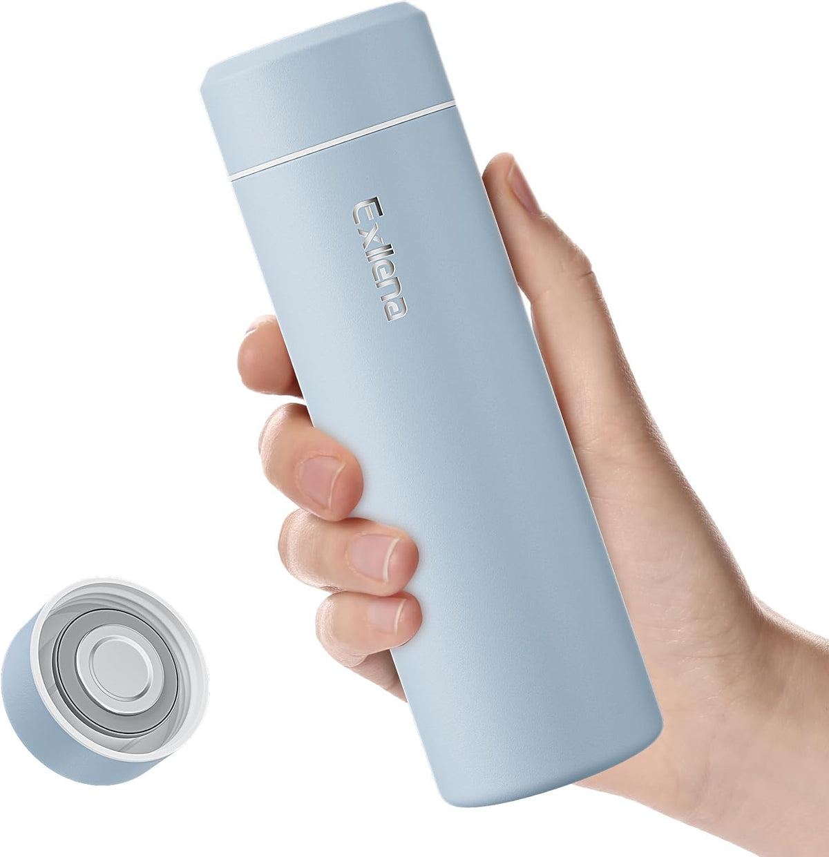 【Upgraded】Exllena Small Insulated Water Bottle 8 oz/250ml– Mini Insulated Water Bottle for Hot & Cold Drinks, Perfect Small Flask for Travel, Purse...(Lake Blue)