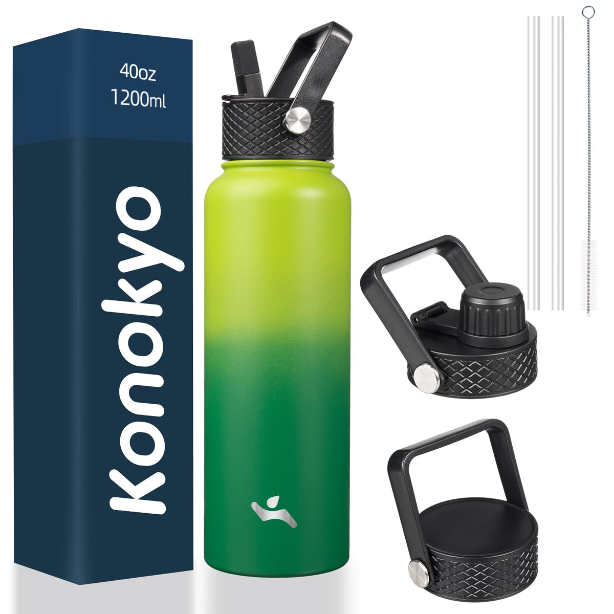Konokyo 22 oz Insulated Stainless Steel Water Bottle with Straw Lid