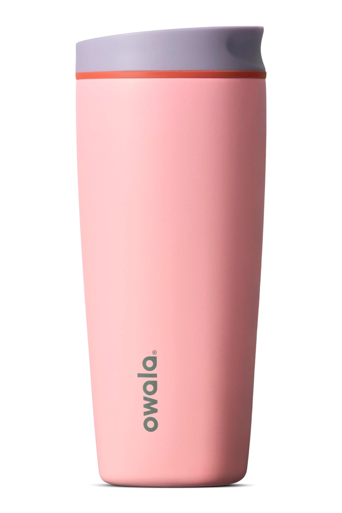 Owala SmoothSip Slider Insulated Stainless Steel Coffee Tumbler, Reusable Iced Coffee Cup, Hot Coffee Travel Mug, BPA Free 12 oz, Pink (Pucker Up)