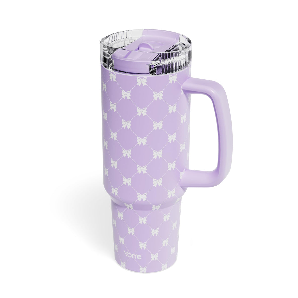 YOME 40 oz Bow Pink Tumbler with Handle and Flip Straw for Women | Stainless Steel Insulated Water Bottle | Keeps Drinks Cold | Dishwasher Safe | Cupholder Friendly | Gift Gym Travel Yoga