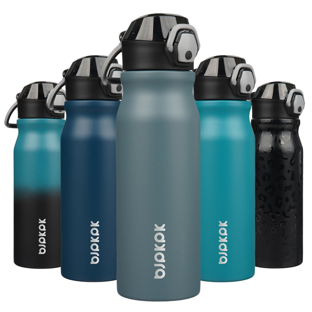 BJPKPK 18 oz Water Bottle with Straw & Handle, Insulated Stainless Flask