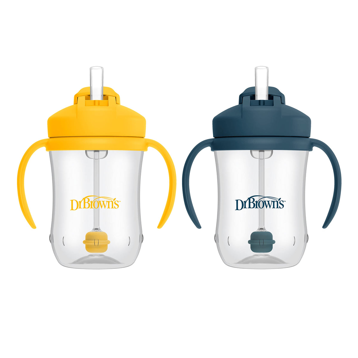 Dr. Brown's Milestones Baby's First Straw Cup, Blue & Yellow, 2-Pack