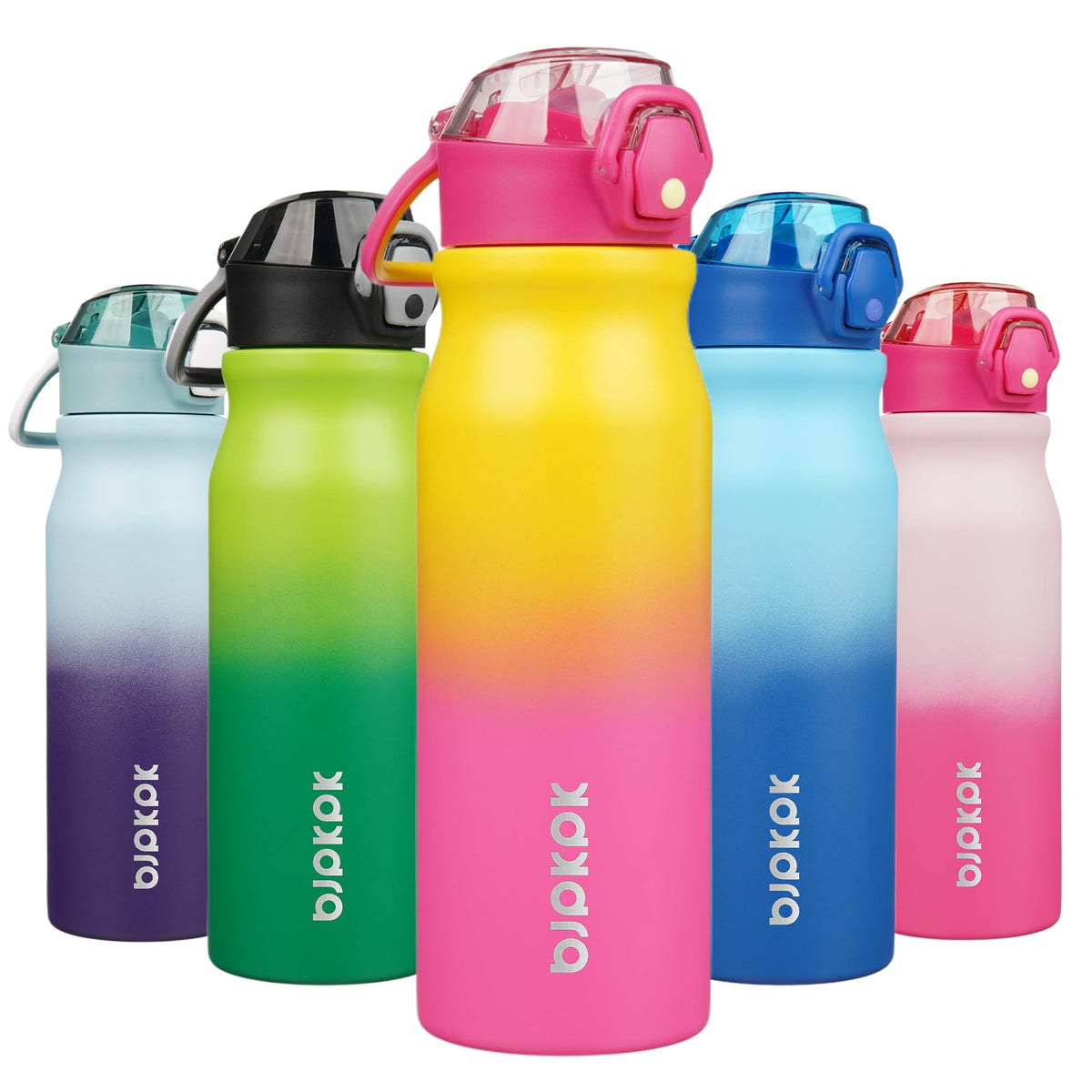 BJPKPK 18 oz Water Bottle with Straw & Handle, Insulated Stainless Flask