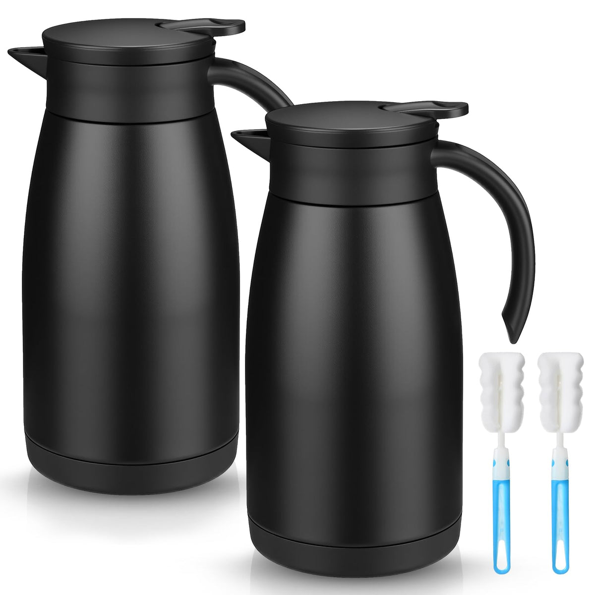 Norme 2 Pcs Thermal Coffee Carafe Creamer, Silver, 68 oz