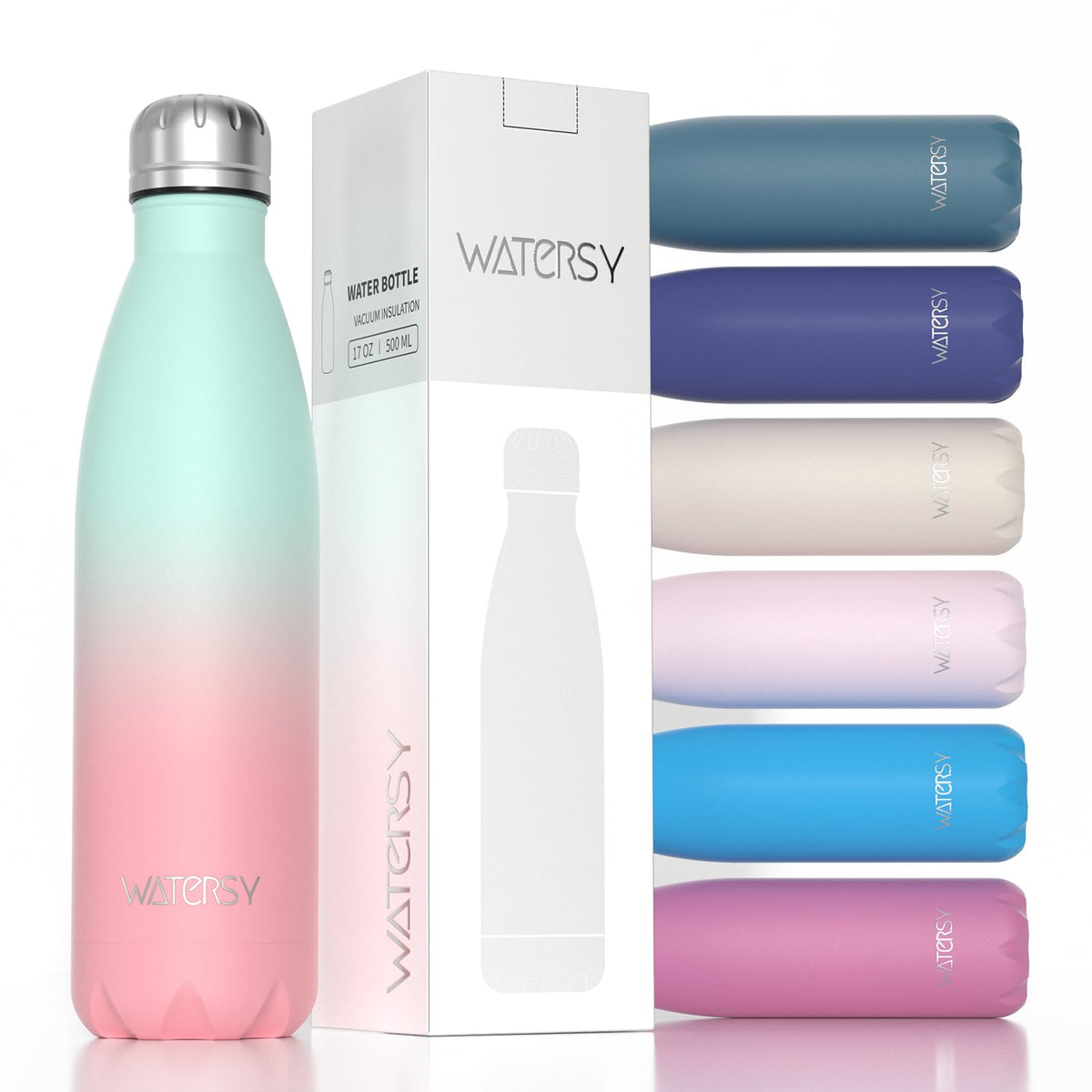 WATERSY Stainless Steel water bottle,17oz Insulated Water Bottles