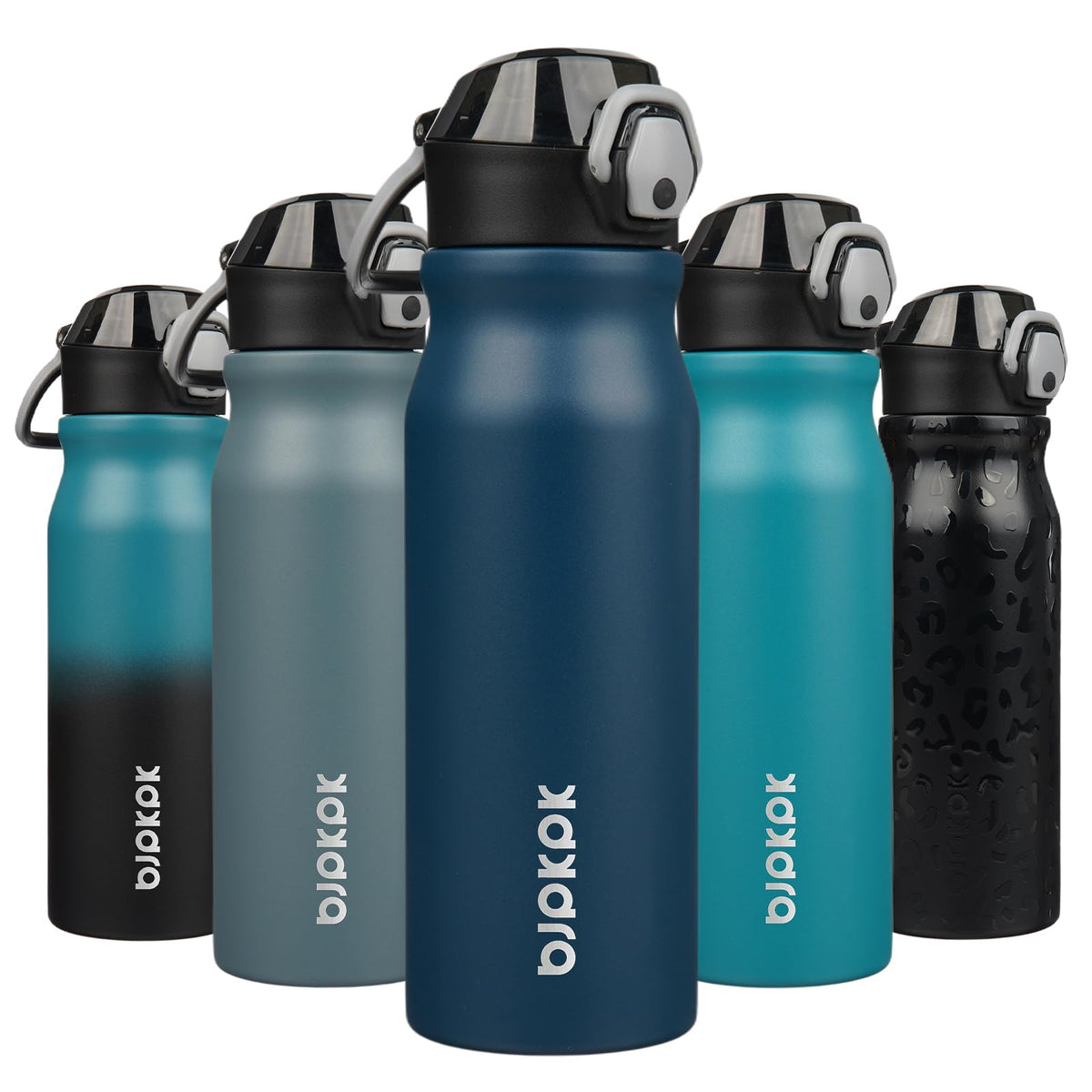 BJPKPK 18 oz Water Bottle with Straw & Handle, Insulated Stainless Flask