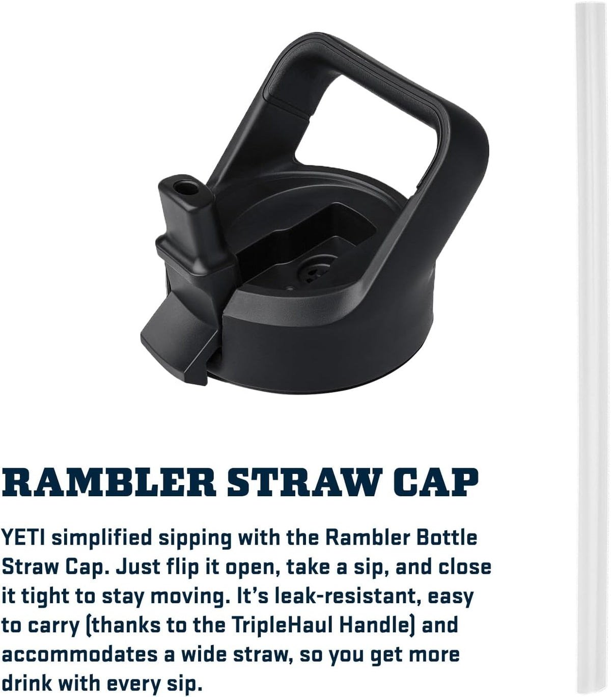 YETI Rambler 18 oz Bottle, Vacuum Insulated, Stainless Steel with Straw Cap, Navy