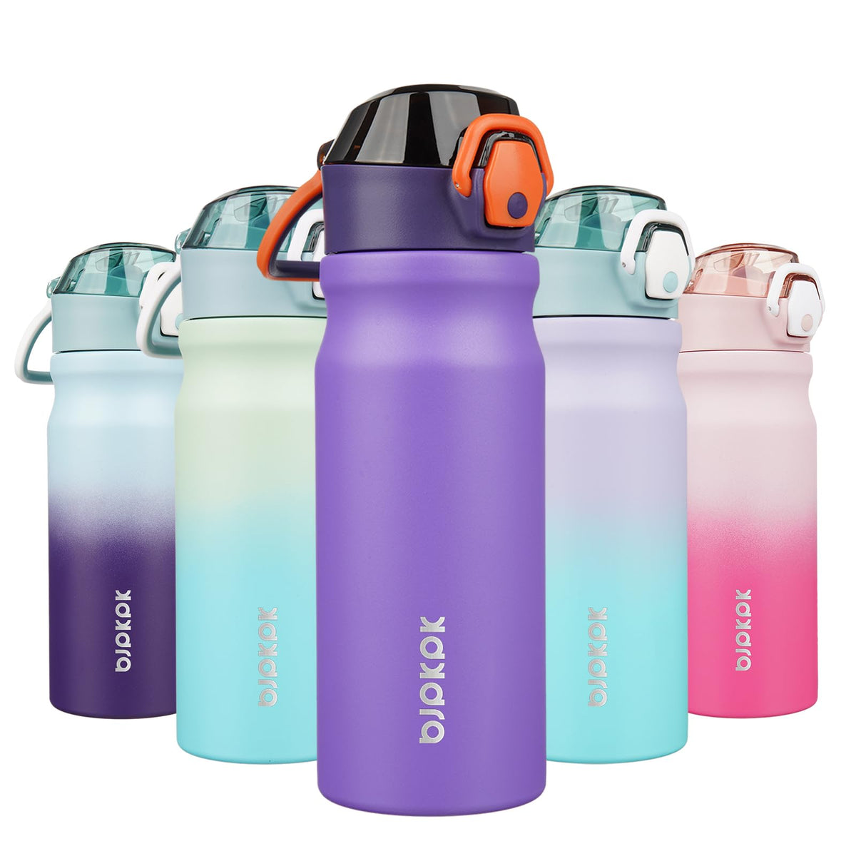 BJPKPK 18 oz Water Bottle with Straw & Handle, Insulated Stainless Flask