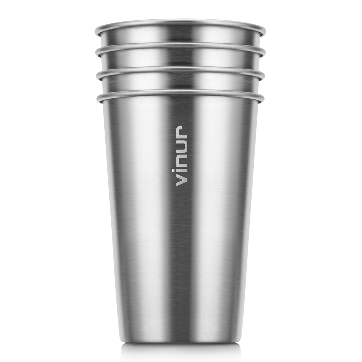 Stainless Steel Cups-16 oz Colorful Stackable Metal Drinking Glasses 8 Pcs