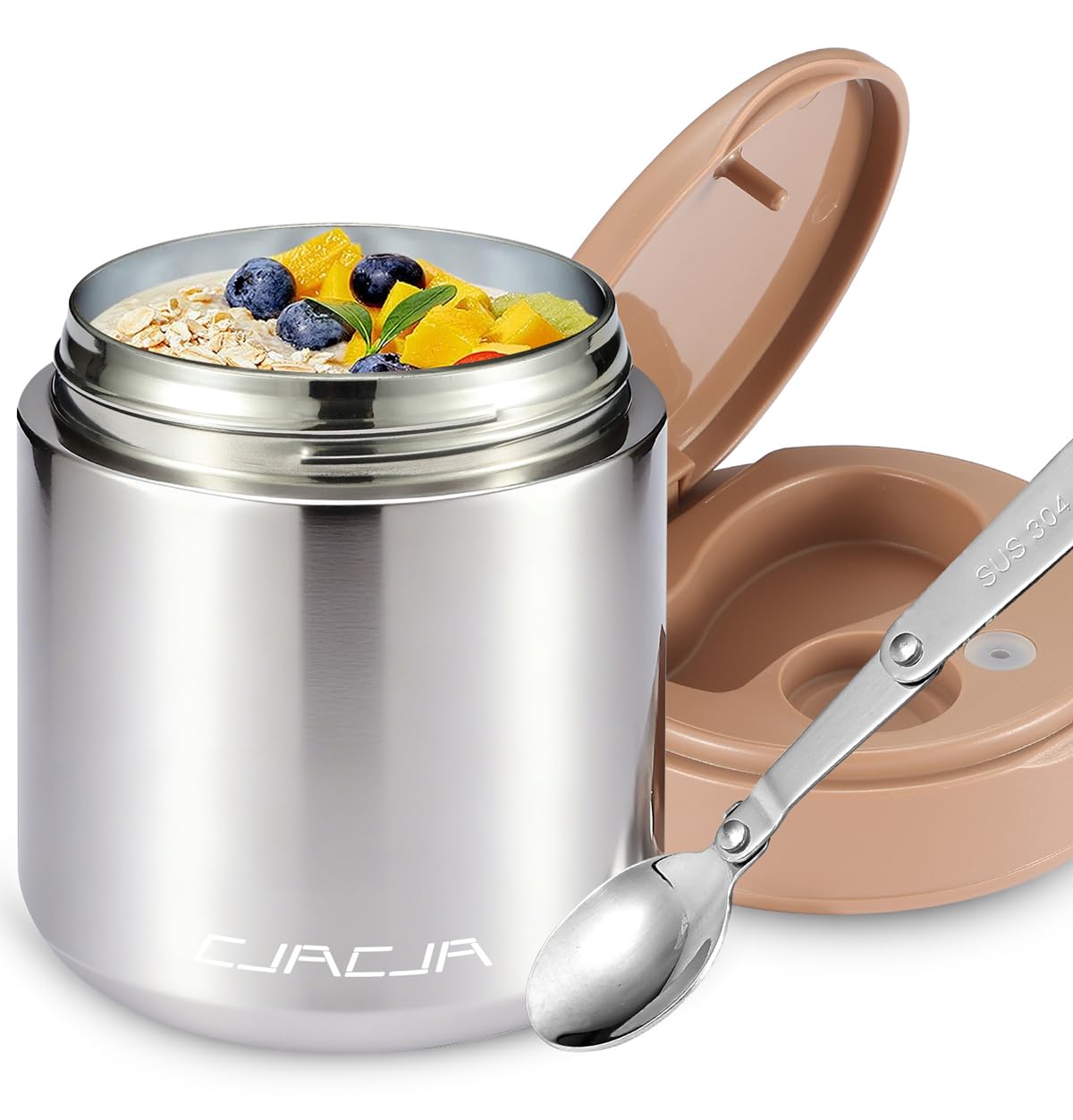 Thermo for Hot Food Kids - 15.2oz with Folding Spoon and Silicone handle