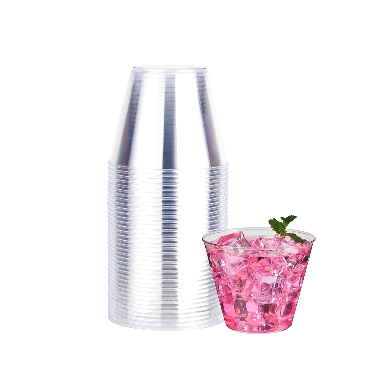 RACETOP 9 oz Clear Plastic Cups 100 packs, Perfect for Parties, Wedding