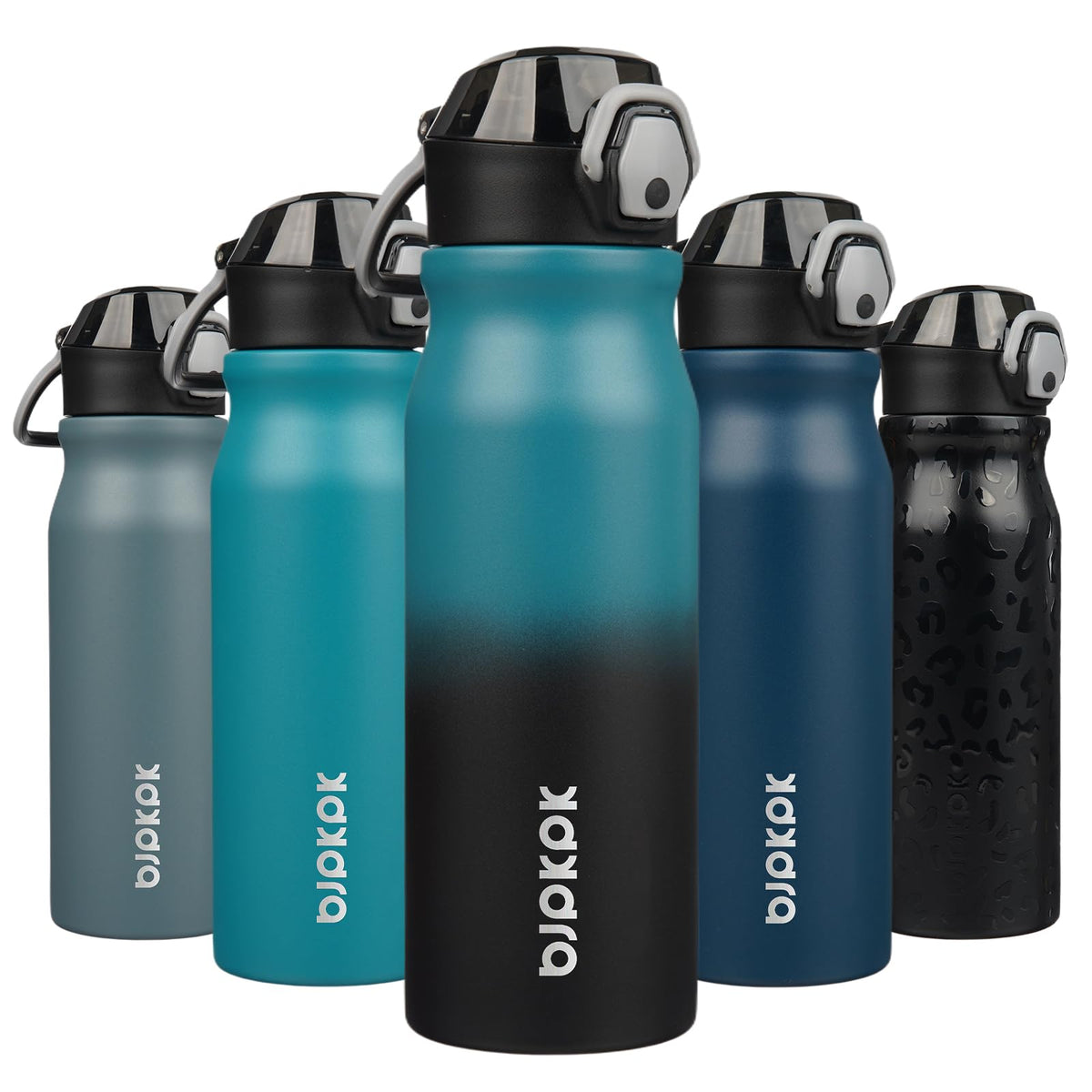 BJPKPK 18 oz Water Bottle with Straw & Handle, Insulated Stainless Flask