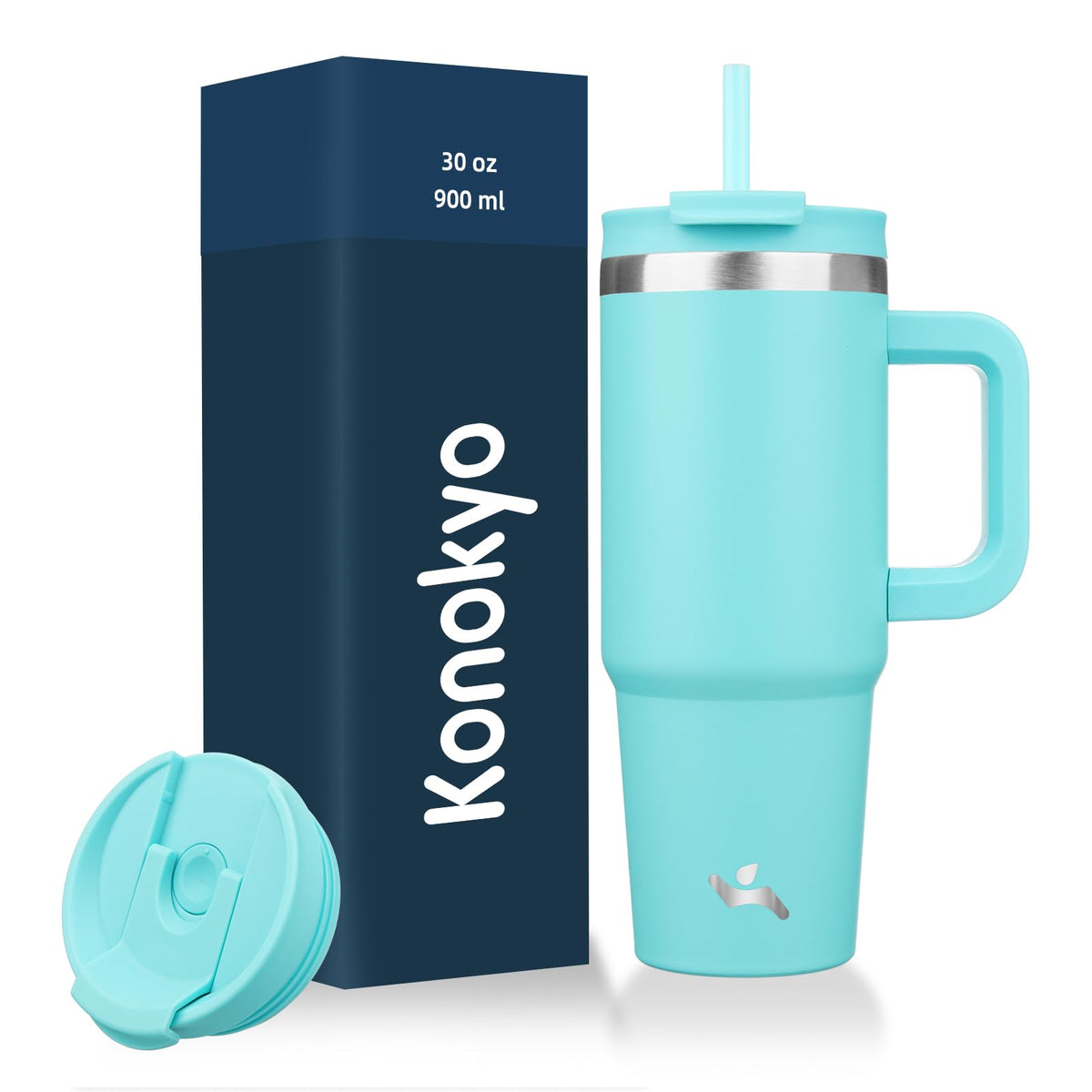 Konokyo 30 oz Insulated Tumbler Water Bottle with Handle, Straw Lid