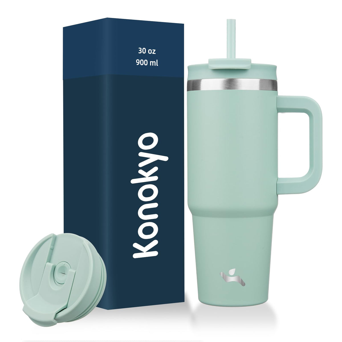 Konokyo 30 oz Insulated Tumbler Water Bottle with Handle, Straw Lid
