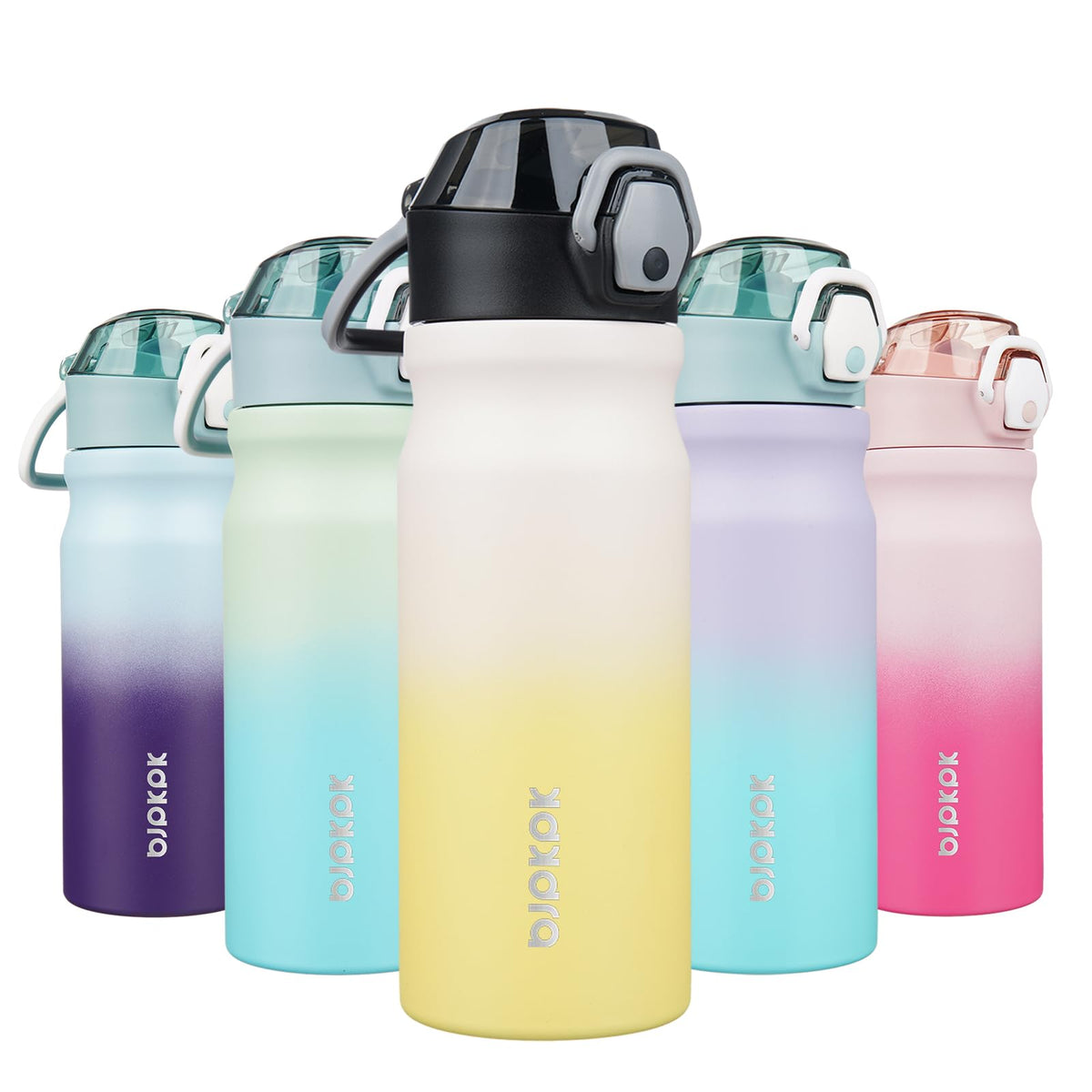 BJPKPK 18 oz Water Bottle with Straw & Handle, Insulated Stainless Flask