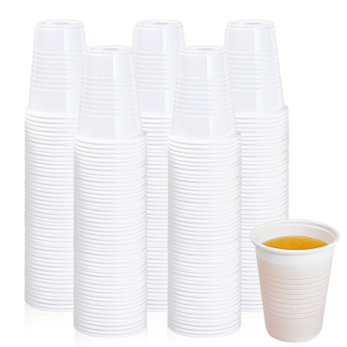 Lilymicky 500 Pack 7 oz White Plastic Cups, Disposable Drinking Cups