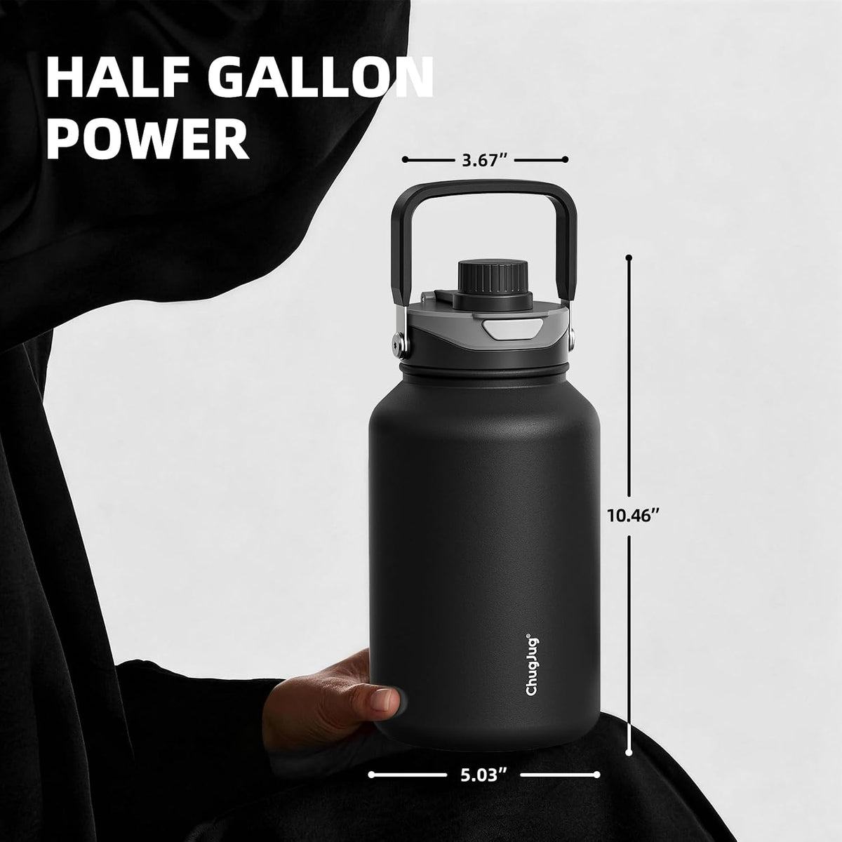 64oz Half Gallon Insulated Water Bottle with 2-in-1 Pop-up Straw & Chug Lid