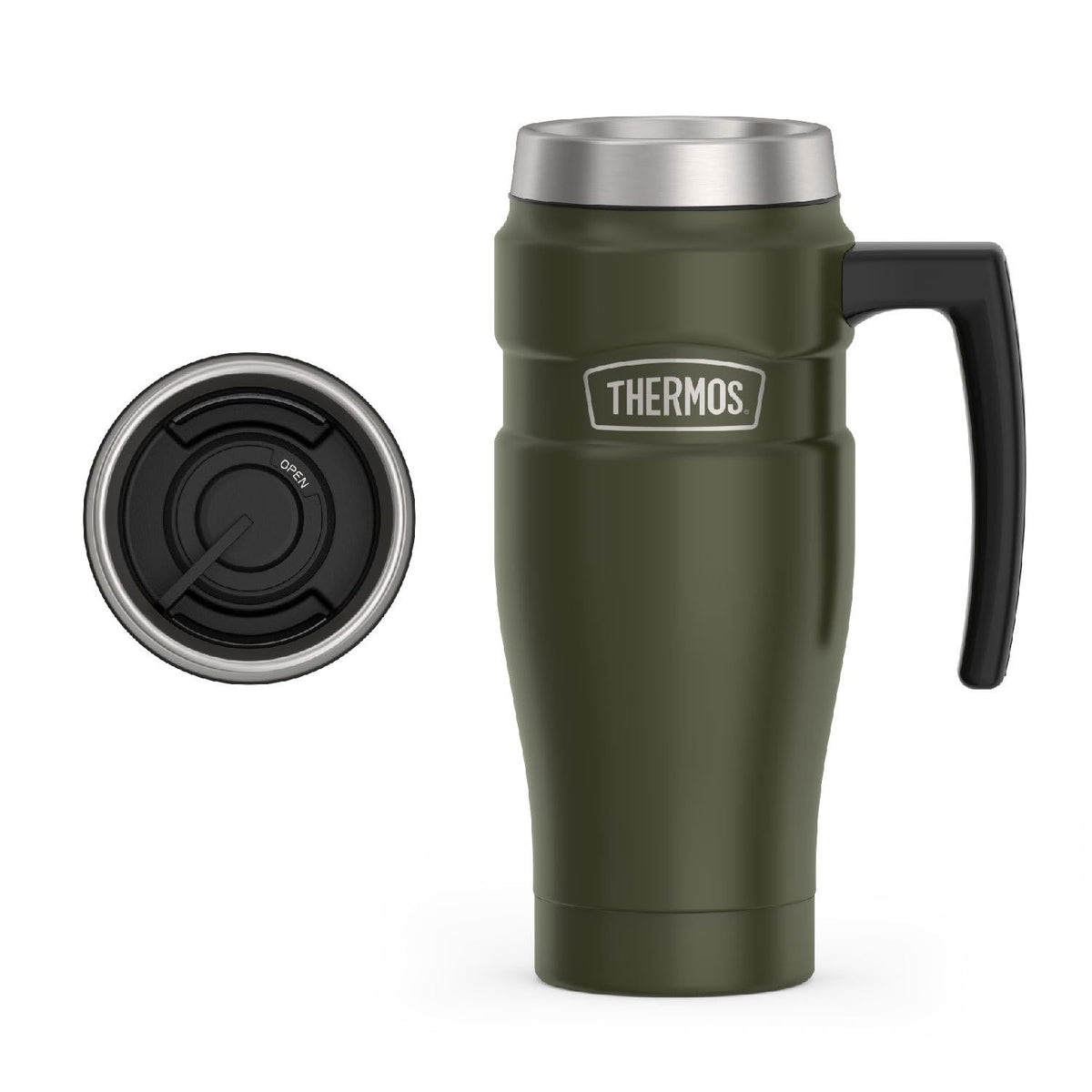 THERMOS Stainless King Vacuum-Insulated Travel Tumbler, 16 Ounce, Matte Steel