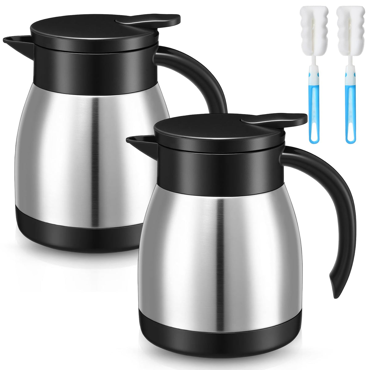 Norme 2 Pcs Thermal Coffee Carafe Creamer, Silver, 68 oz