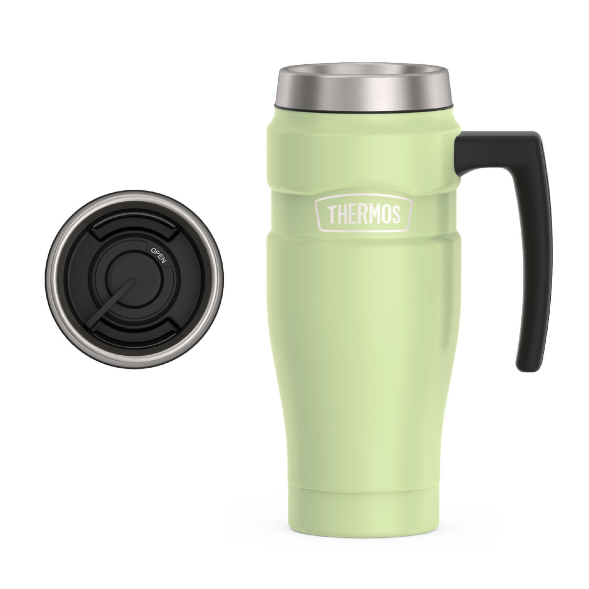 THERMOS Stainless King Vacuum-Insulated Travel Tumbler, 16 Ounce, Matte Steel