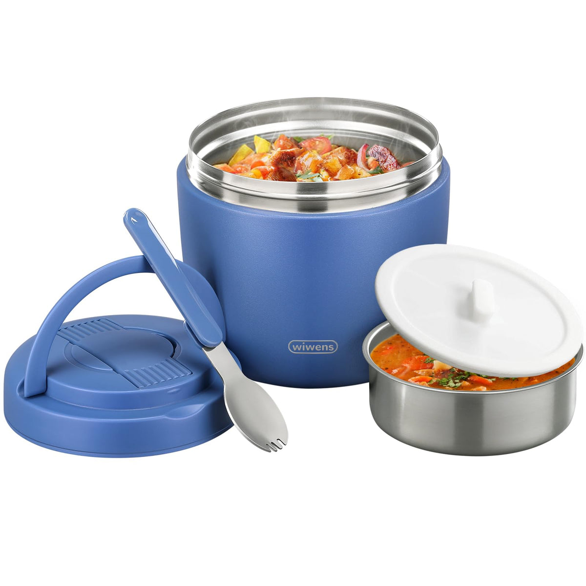 wiwens Thermo Food Jar for Hot Food 32OZ Soup Thermo Lunch Containers Wide Mouth Vacuum Insulated Stainless Steel Leakproof Bento Box with Spoon (Black)