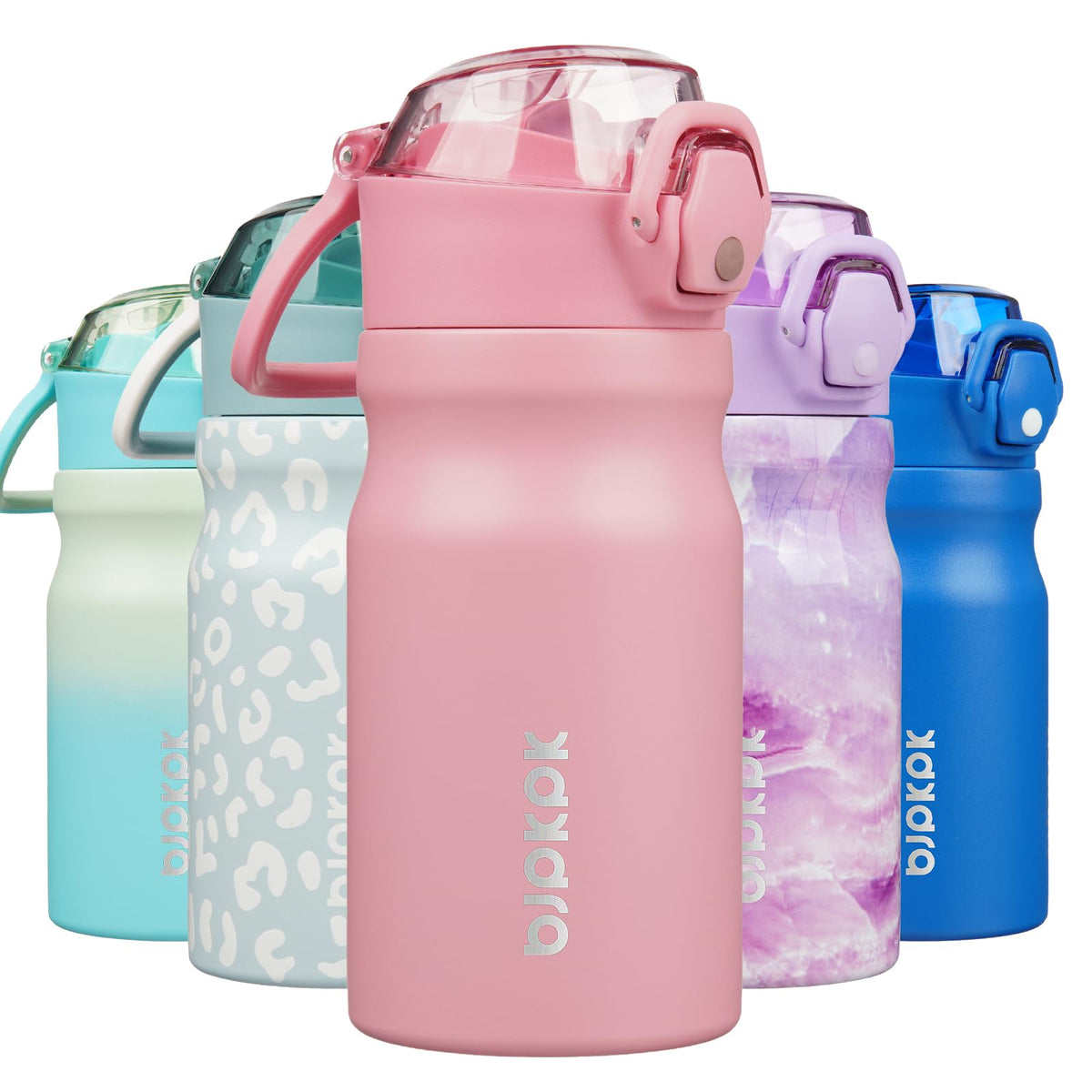 BJPKPK 18 oz Water Bottle with Straw & Handle, Insulated Stainless Flask