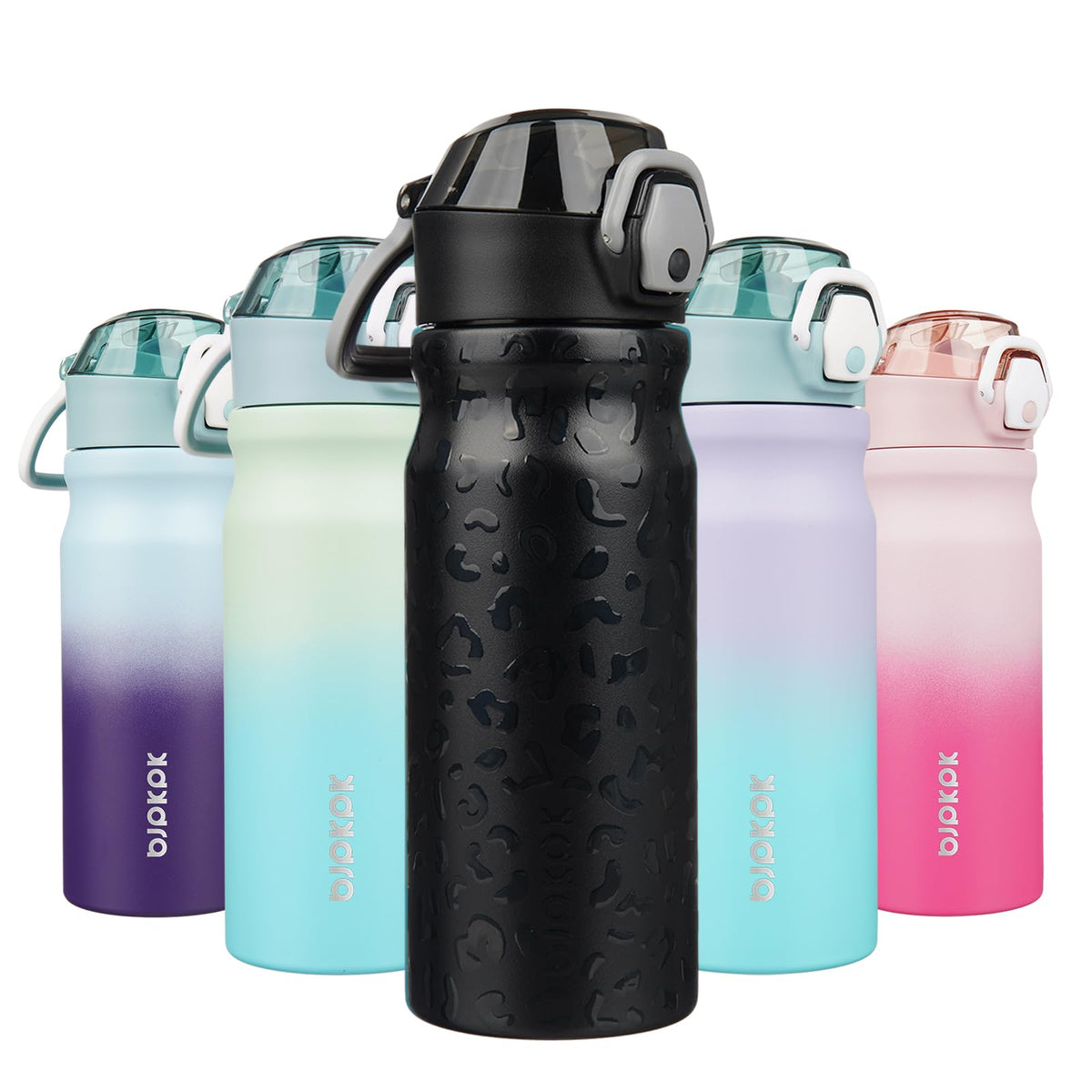 BJPKPK 18 oz Water Bottle with Straw & Handle, Insulated Stainless Flask