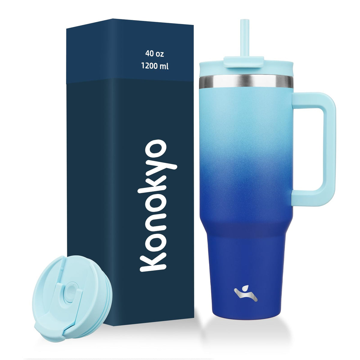 Konokyo 30 oz Insulated Tumbler Water Bottle with Handle, Straw Lid