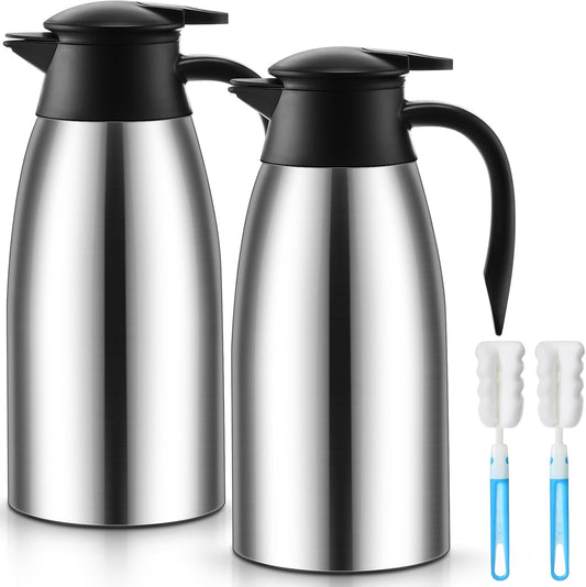 Norme 2 Pcs Thermal Coffee Carafe Creamer, Silver, 68 oz