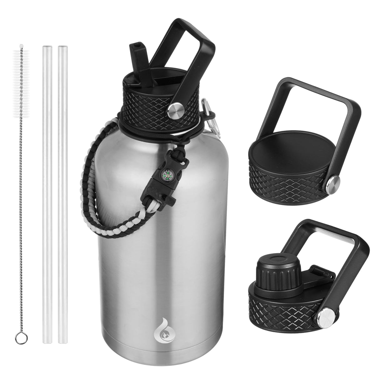BJPKPK 64oz Insulated Water Bottle, Half Gallon Water Jug with Straw Lid