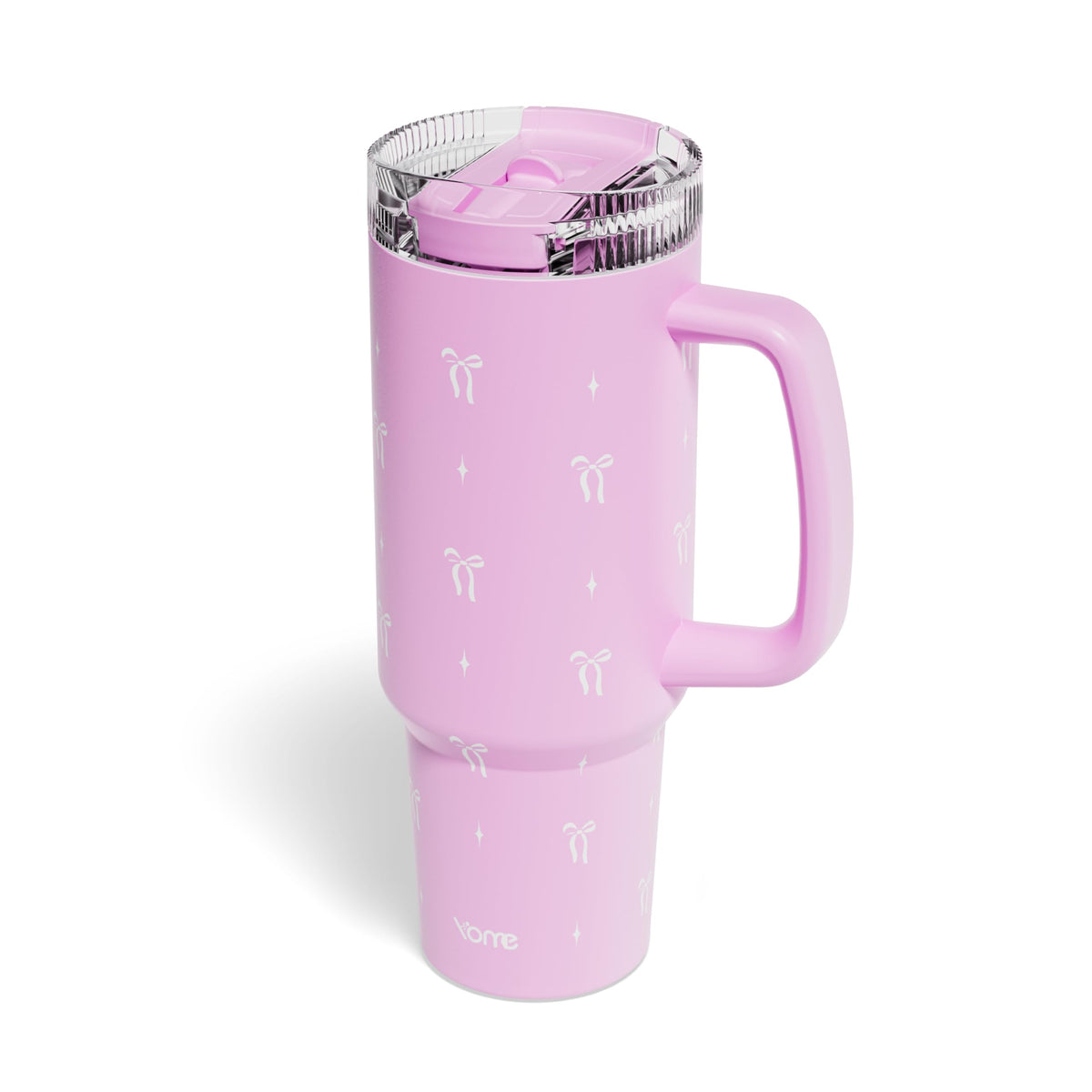 YOME 40 oz Bow Pink Tumbler with Handle and Flip Straw for Women | Stainless Steel Insulated Water Bottle | Keeps Drinks Cold | Dishwasher Safe | Cupholder Friendly | Gift Gym Travel Yoga