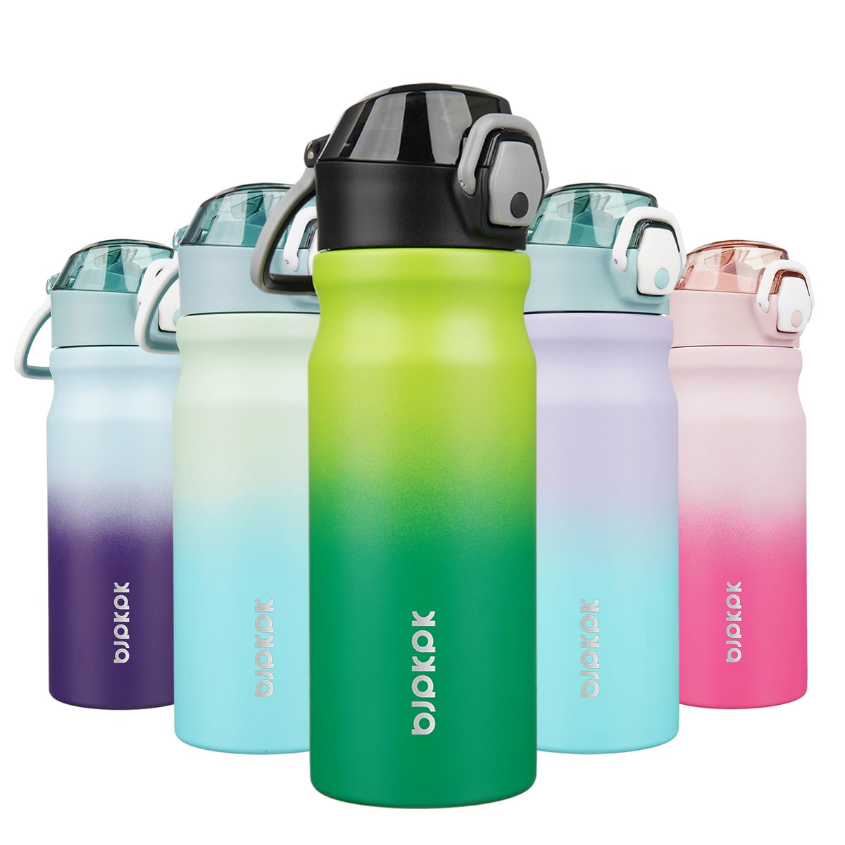 BJPKPK 18 oz Water Bottle with Straw & Handle, Insulated Stainless Flask