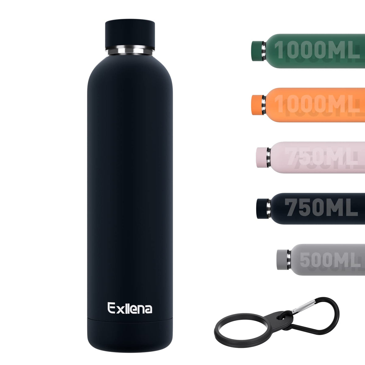 Exllena Small Water Bottle 12oz with Clip, Double Wall Stainless Steel Vacuum Small Insulated Water Bottle Keeps Drinks Cold 24 Hrs/Hot 12 Hrs for Kids Handbag School BPA Free (Mint)